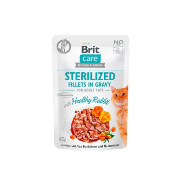 BRIT CARE CAT STERILIZED FILLETS IN GRAVY WITH HEALTHY RABBIT POUCH