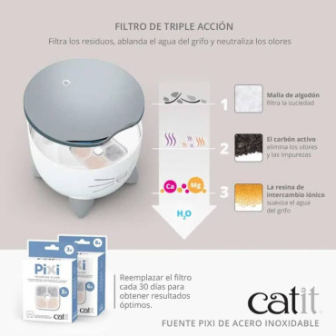 CATIT FUENTE PARA GATOS PIXI DE ACERO INOXIDABLE