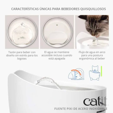 CATIT FUENTE PARA GATOS PIXI DE ACERO INOXIDABLE