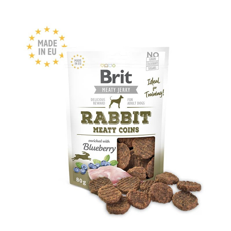 BRIT MEATY JERKY RABBIT COINS ADULT DOGS