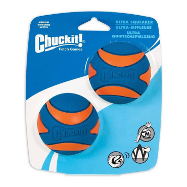 CHUCKIT SQUEAKER BALL X 2 PK