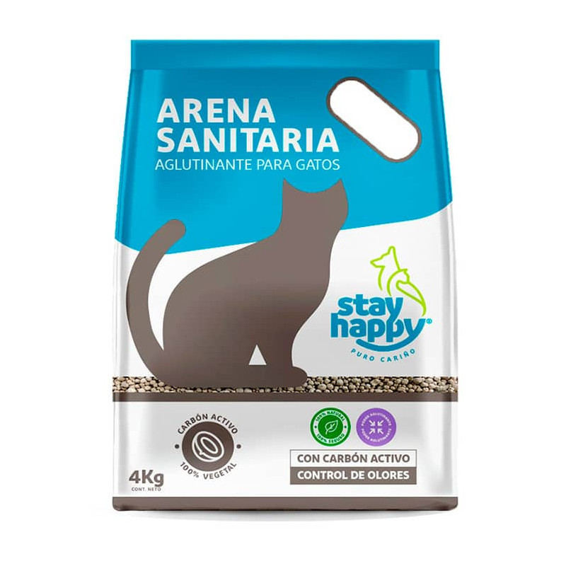 STAY HAPPY ARENA GATOS CARBÓN ACTIVO