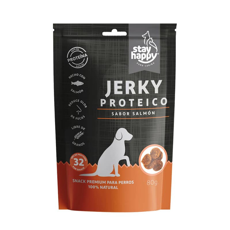 STAY HAPPY SNACK JERKY PROTEICO - SABOR SALMÓN