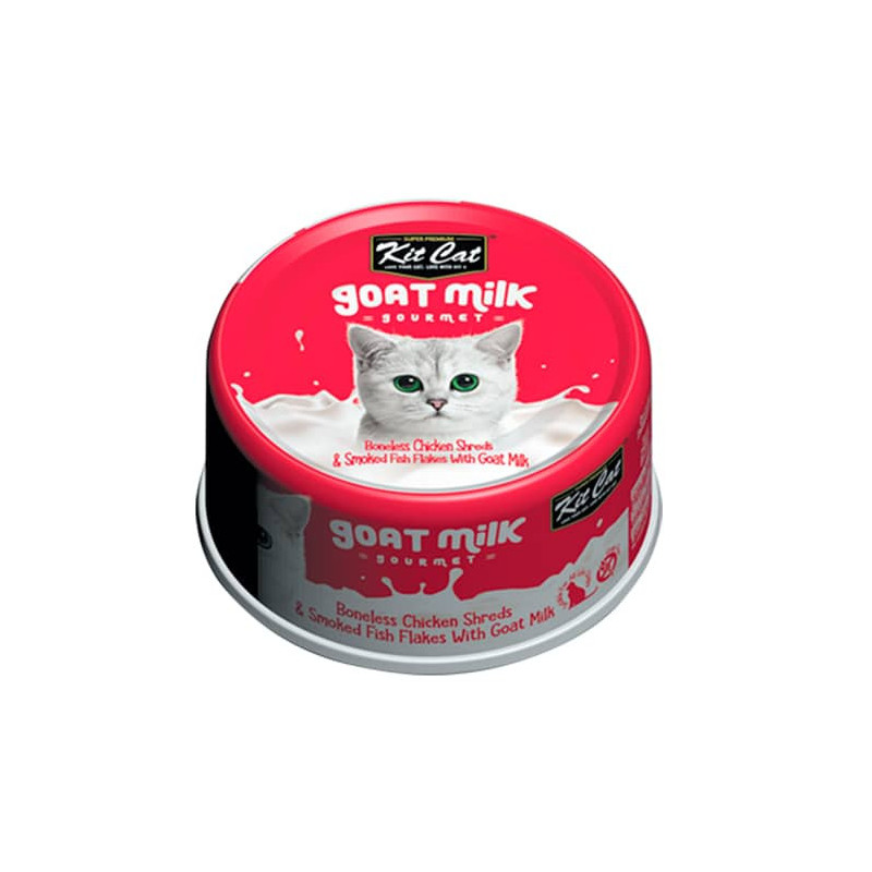 KIT CAT GOAT MILK GOURMET CHICKEN&SMOKED FISH LATA