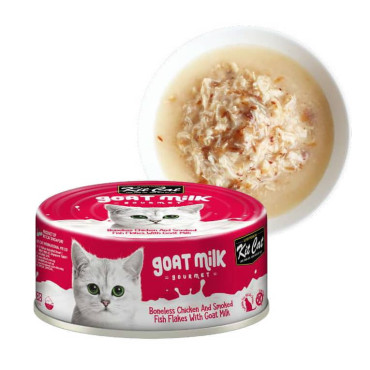 KIT CAT GOAT MILK GOURMET CHICKEN&SMOKED FISH LATA