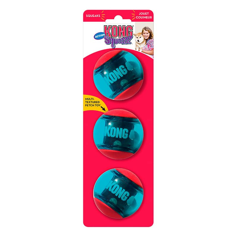 KONG SQUEEZZ ACTION BALL RED 3X MEDIUM