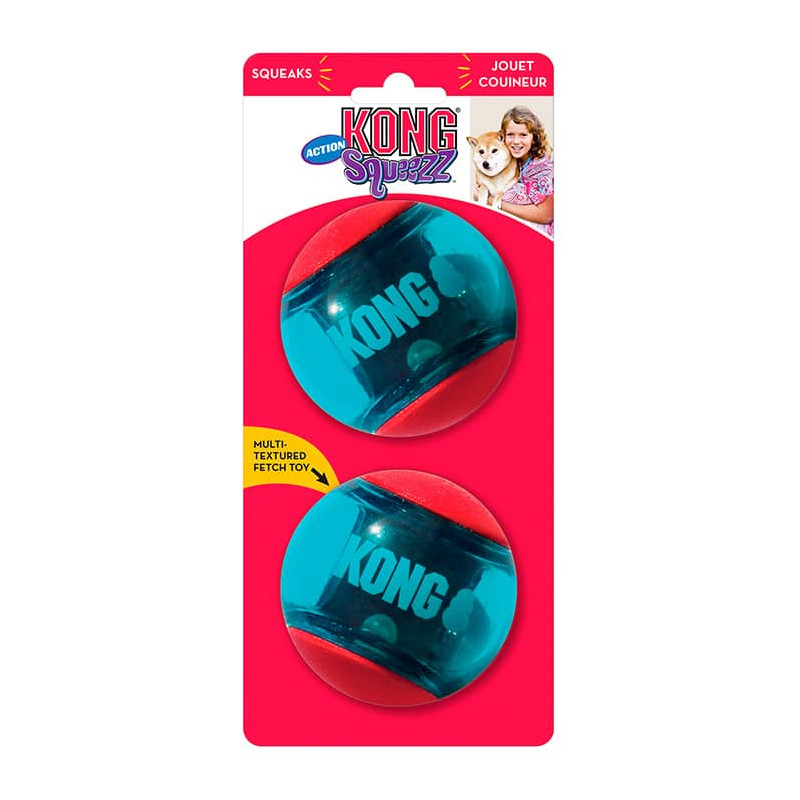 KONG SQUEEZZ ACTION BALL RED 2X LARGE