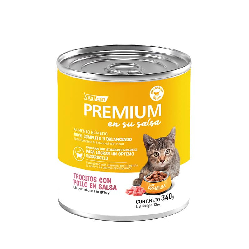 VITALCAN PREMIUM EN SU SALSA - GATO CACHORRO - POLLO