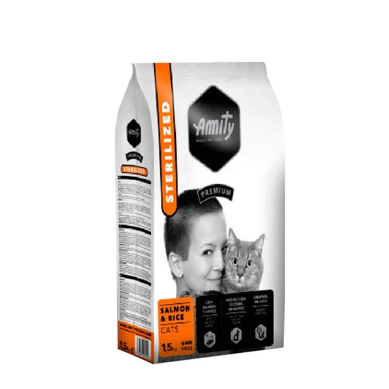AMITY PREMIUM STERILIZED CATS SALMON & RICE 1, 5 KG