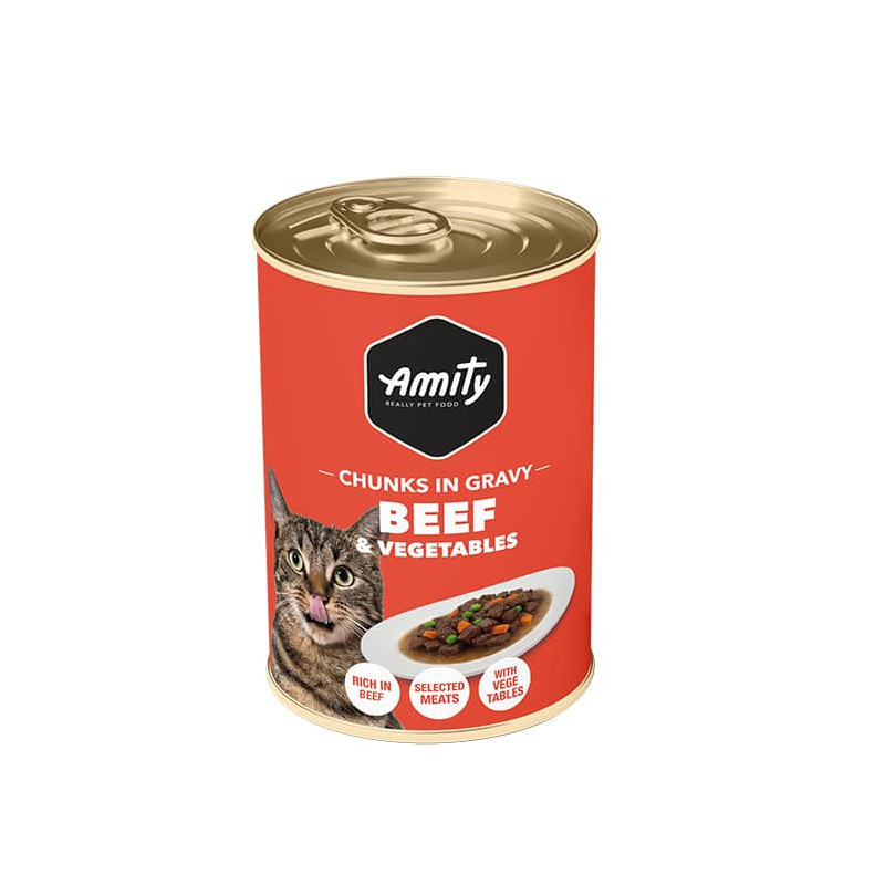 AMITY ADULT CAT BEEF CHUNKS IN GRAVY