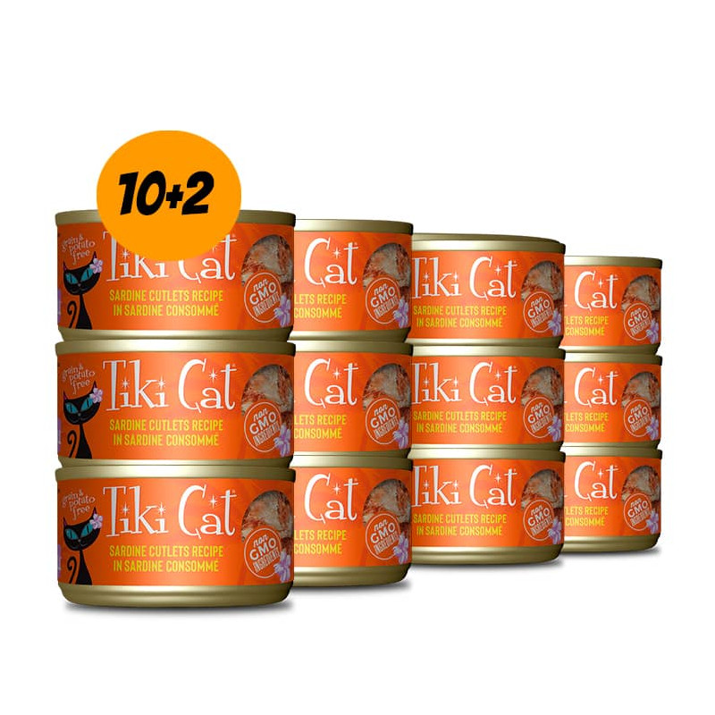 TIKI CAT® TAHITIAN GRILL™ SARDINE CUTLETS - pack 12 latas