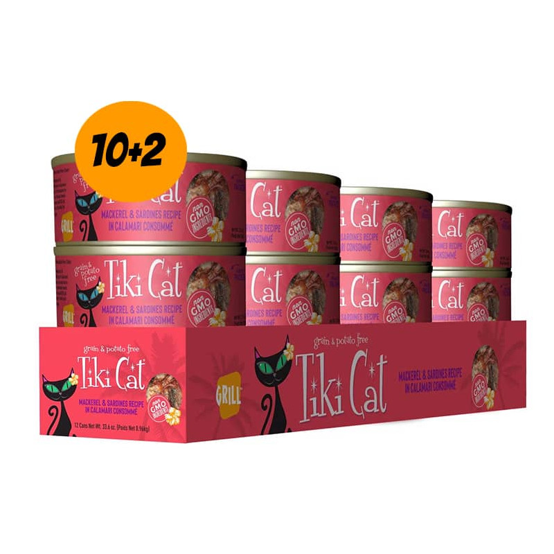 TIKI CAT® MAKAHA GRILL™ MACKEREL & SARDINES - Pack 12 latas