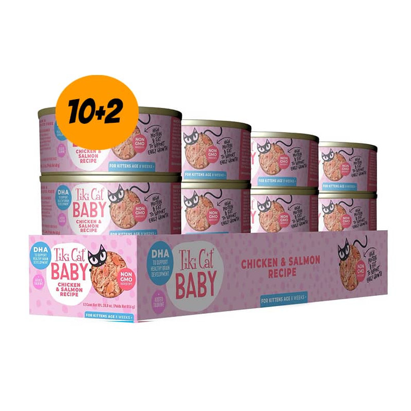 TIKI CAT® BABY™ WHOLE FOODS CHICKEN & SALMON RECIPE - Pack 12 latas