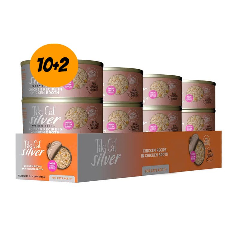 TIKI CAT® SILVER™ WHOLE FOODS WITH CHICKEN RECIPE - Pack 12 latas