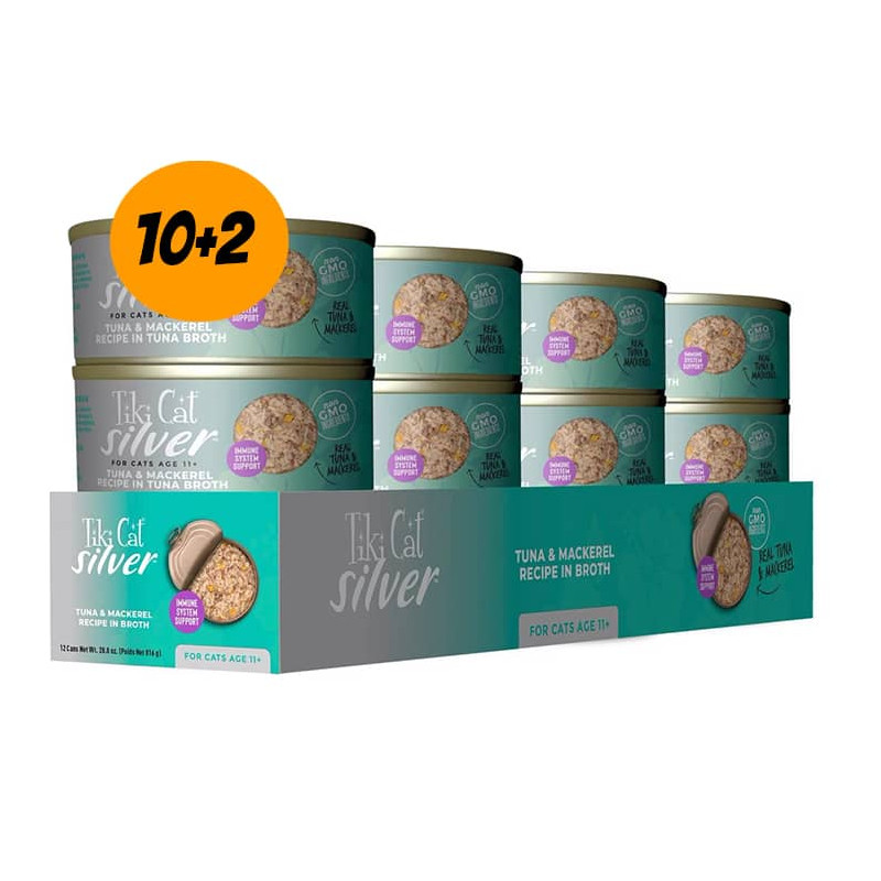 TIKI CAT® SILVER™ WHOLE FOODS WITH TUNA & MACKEREL RECIPE - Pack 12 latas