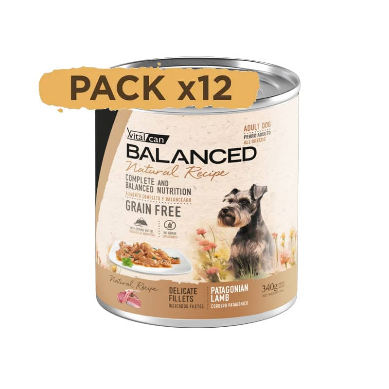 BALANCED NATURAL RECIPE DELICADOS FILETES CORDERO - ADULTO PACK X12 LATAS