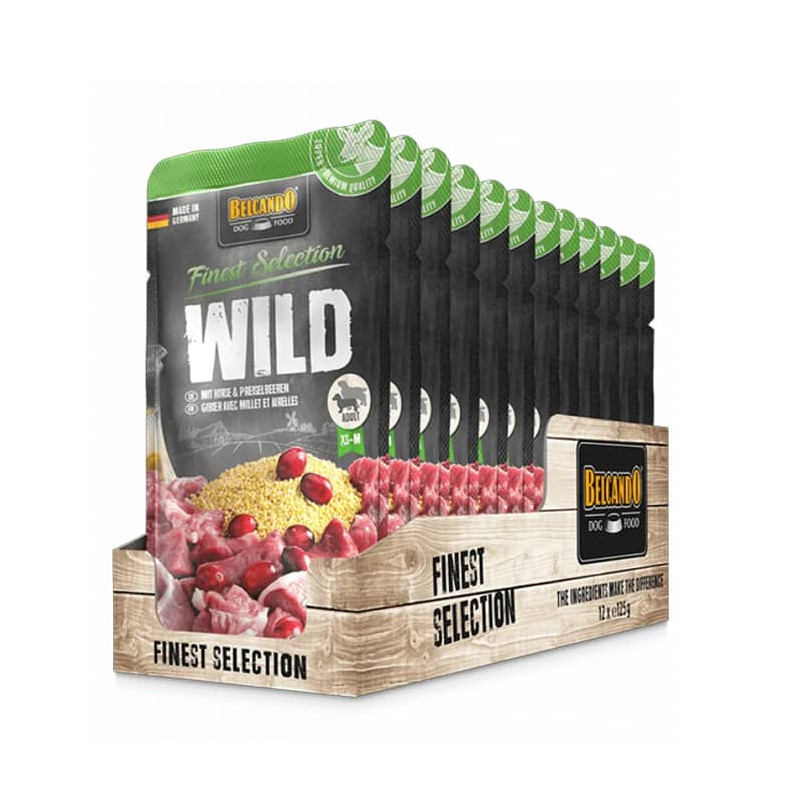 BELCANDO WILD POUCH - VENADO CON MIJO Y ARÁNDANOS - PACK 12 x125g