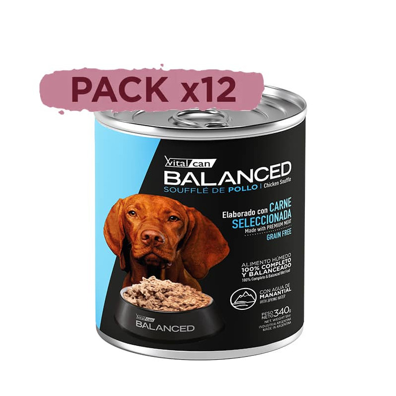 BALANCED SOUFFLÉ DE POLLO - PERRO ADULTO 340 G - PACK 12 LATAS