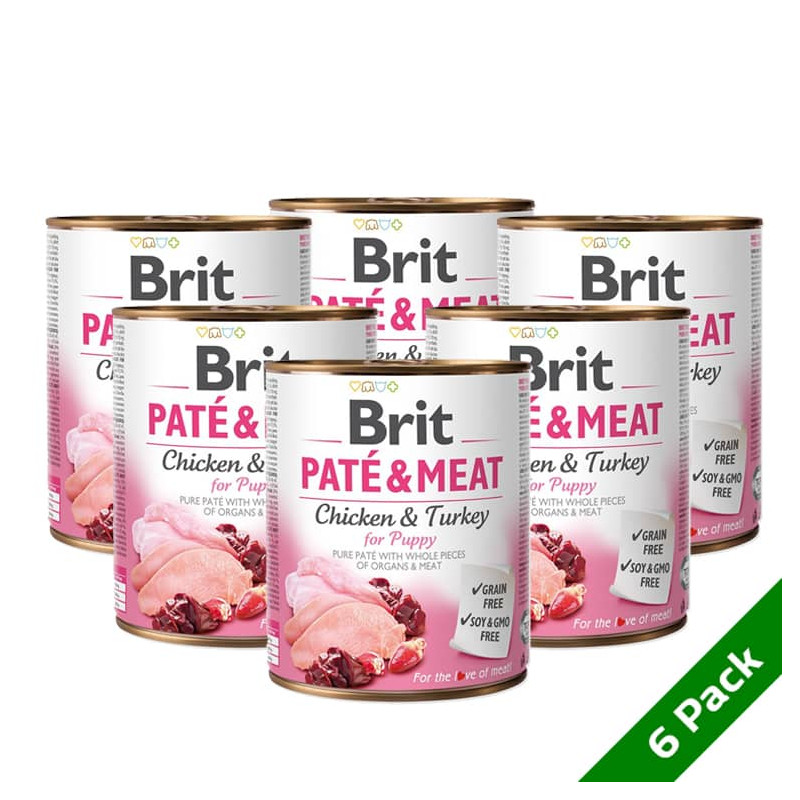 BRIT CARE PATÉ & MEAT LATA - PUPPY PACK 6 LATAS x800 G