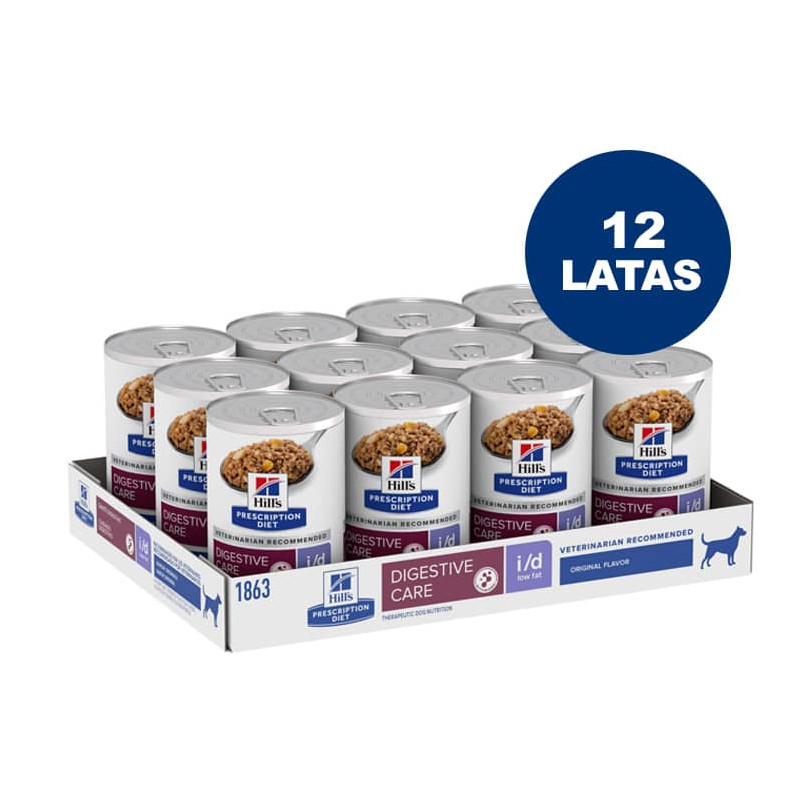 HILL´S PRESCRIPTION DIET I/D LATA DIGESTIVE CARE LOW FAT CANINO-PACK 12 LATAS x370 g