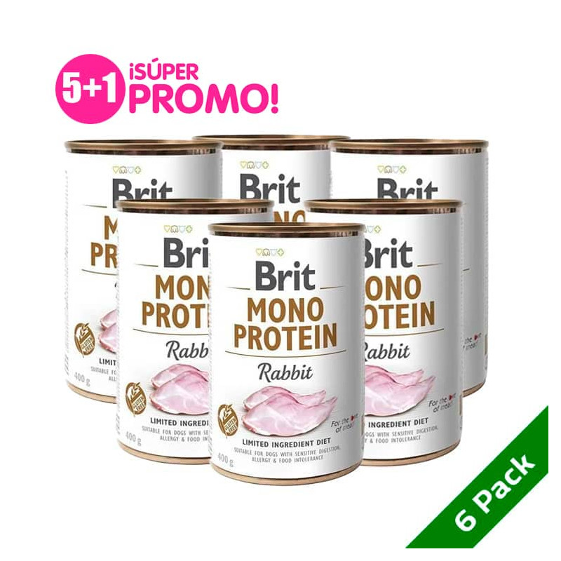 BRIT CARE MONO PROTEIN LATA CONEJO - PACK 6 LATASx400 G