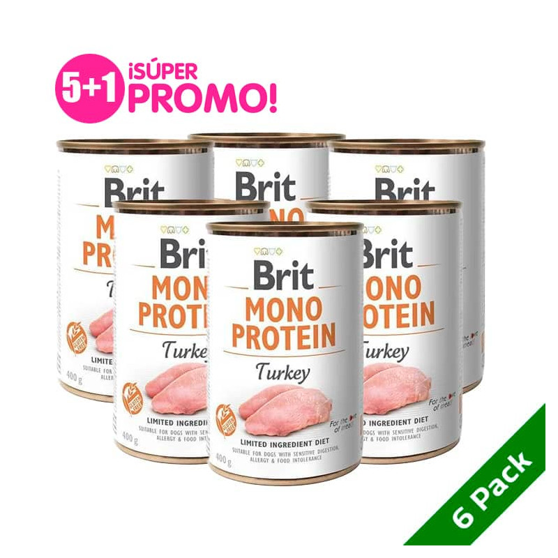 BRIT CARE MONO PROTEIN LATA PAVO PACK 6 LATASx400 G
