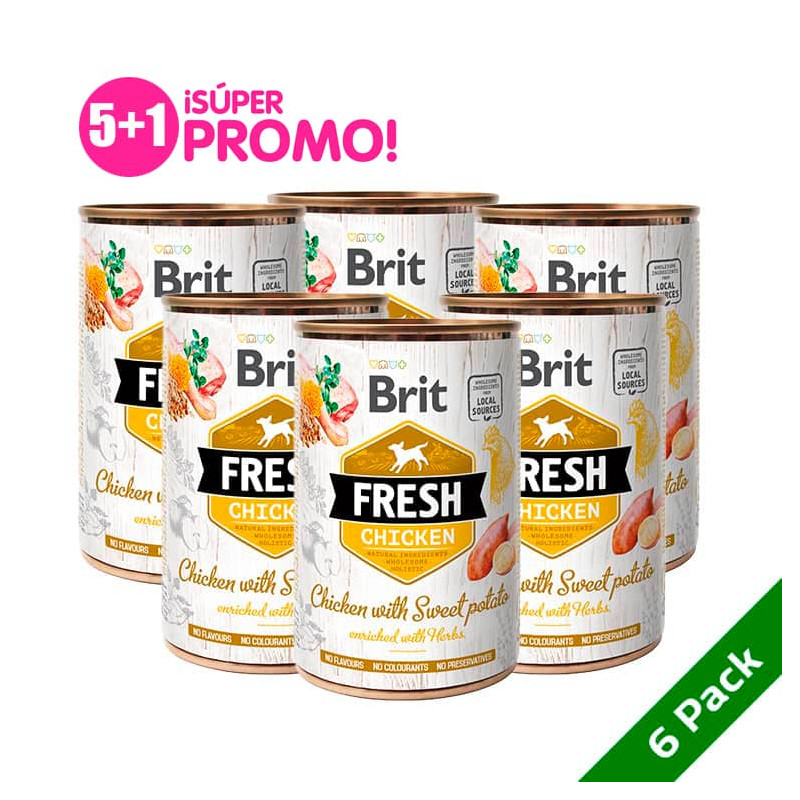 BRIT FRESH LATA CHICKEN WITH SWEET POTATO PACK 6 LATASx400 G