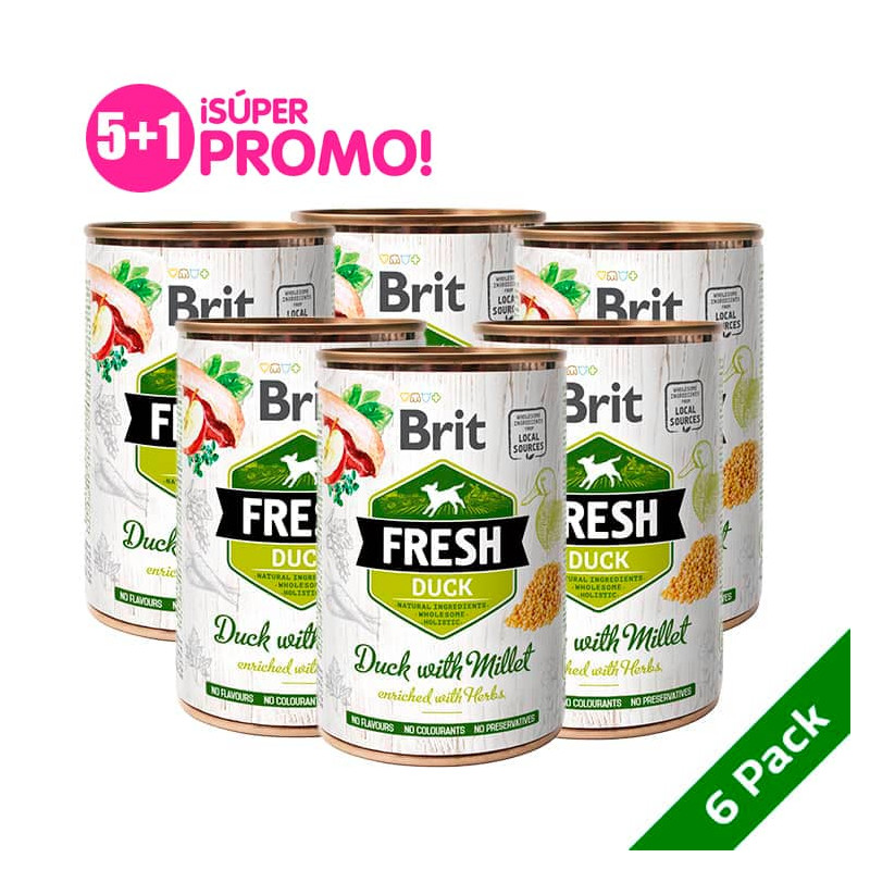 BRIT FRESH LATA DUCK WITH MILLET PACK 6 LATASx400 G