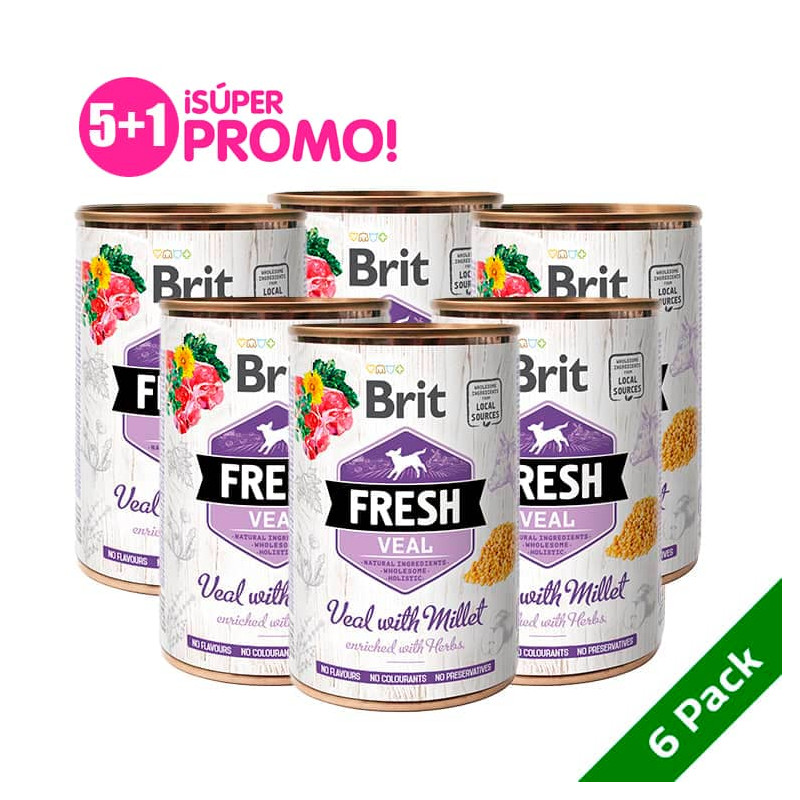 BRIT FRESH LATA VEAL WITH MILLET PACK 6 LATASx400 G