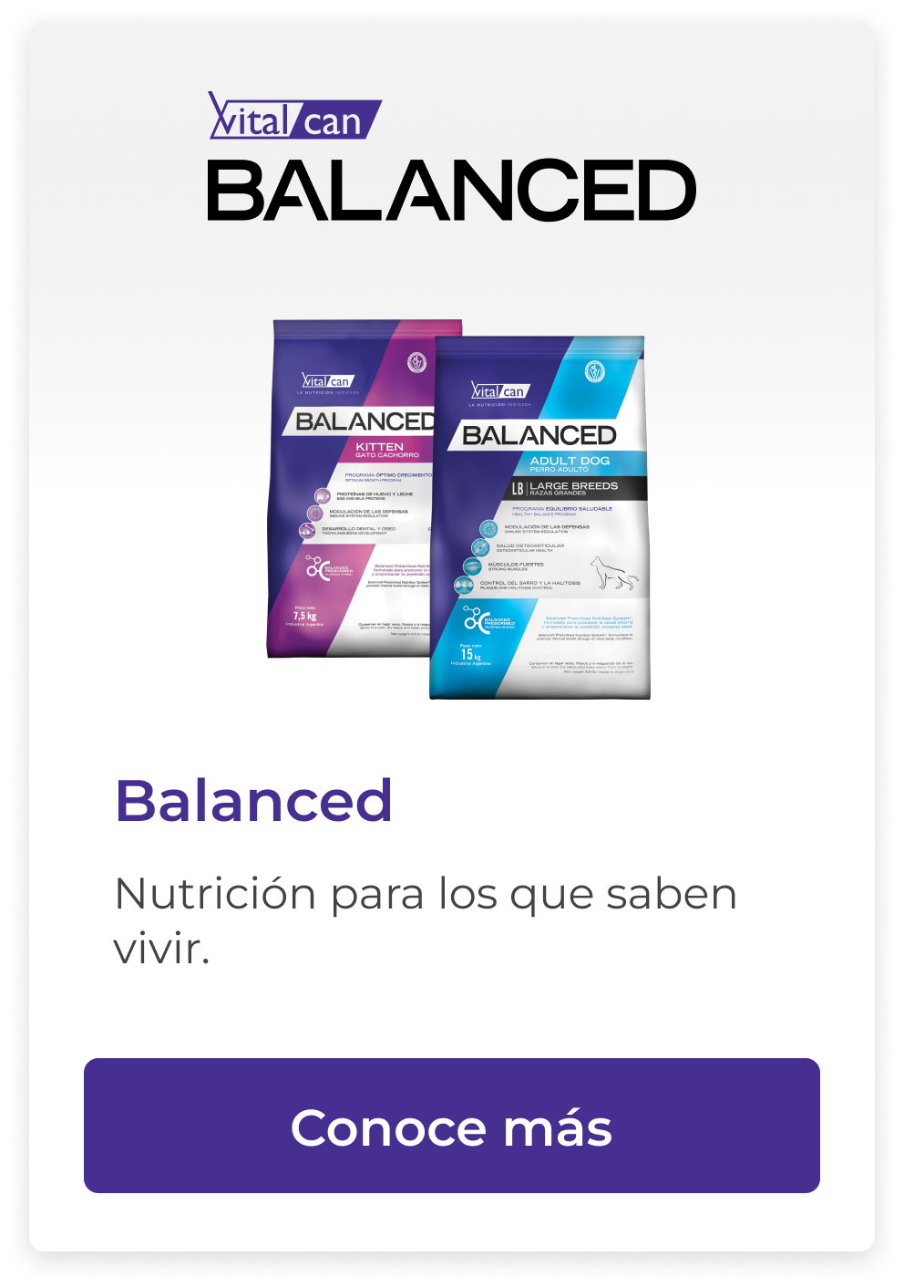 Alimentos Vitalcan Balanced para mascotas