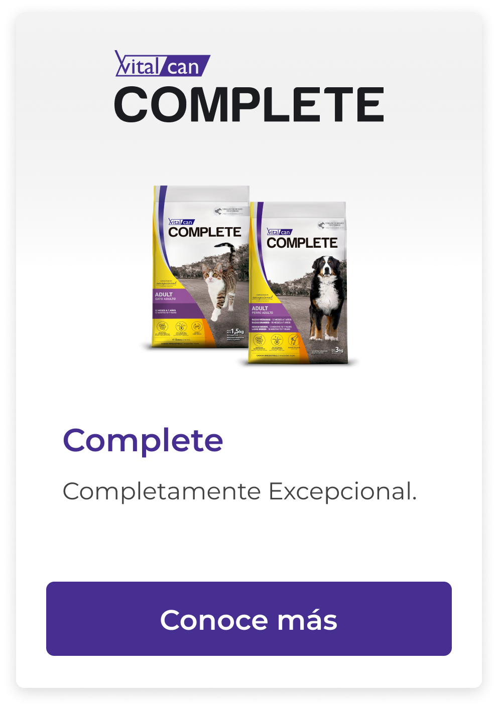 Alimentos Vitalcan Complete para mascotas